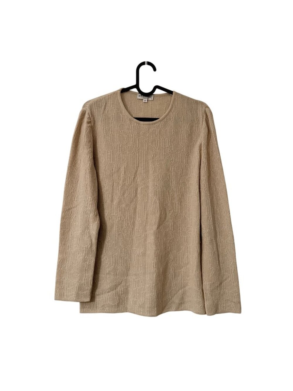 Giorgio Armani Beige Textured 100% Wool Long Sleeve Top Womens Size 12